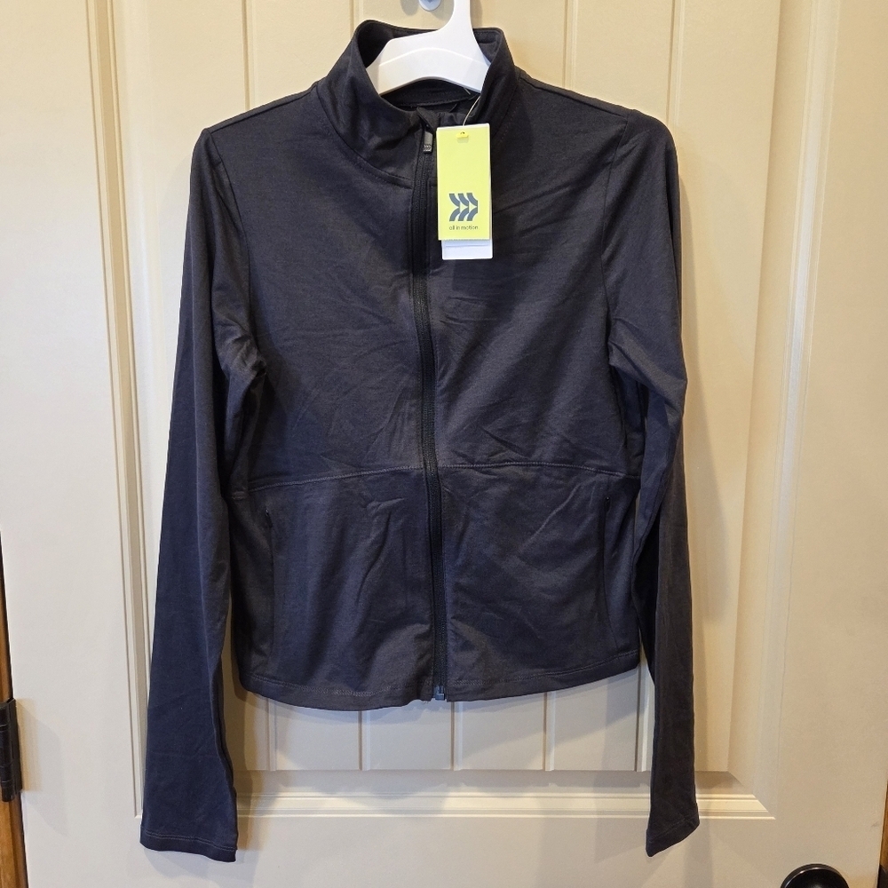 Women's Soft Stretch Jacket - Heathered Black Small New Active Running Gym Work - Picture 2 of 12